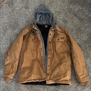 Men's Brown Wrangler Workwear Jacket with Hood Medium